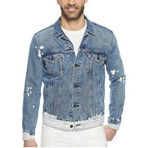 Levi's Blue Baez Bleached Denim Jean Trucker Jacket XL
